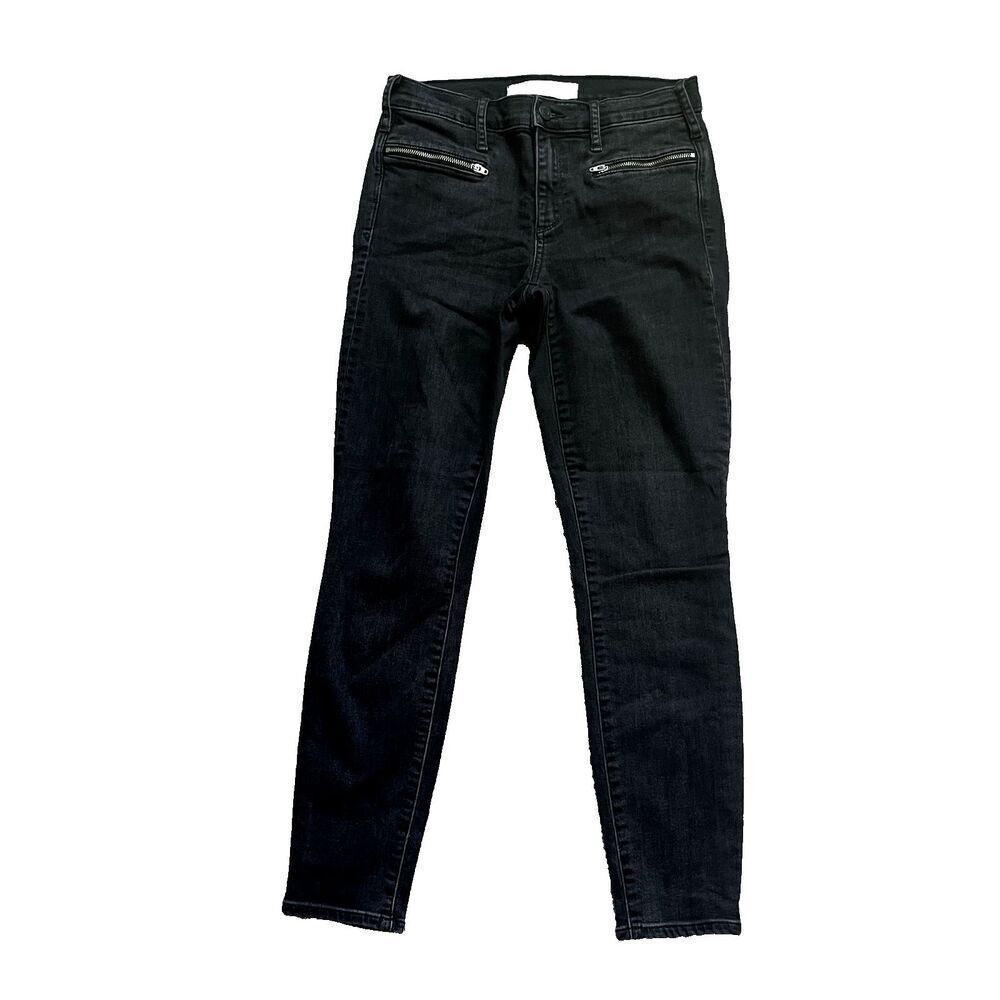 GAP 1969‎ True Skinny Ankle Black Jeans, Fun Zip Pockets, Womens Size 27 EUC